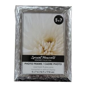 NWT! Special Moments photo frame 5X7 glass pane silver frame easel back